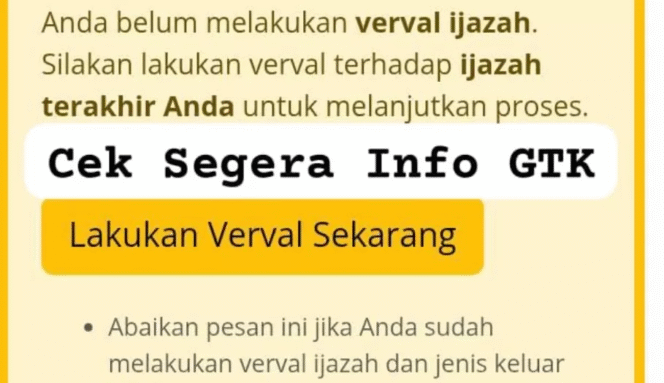 
					Jangan Sampai Tertunda! Segera Lakukan Verval Ijazah agar TPG Triwulan 3 Bisa Cair
