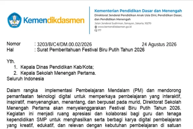 
					Festival Biru Putih 2026: Guru SMP Diajak Pamer Karya Digital Pembelajaran, Ini Kategorinya!